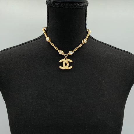 CHANEL (シャネル) ヴィンテージ ココマーク ラインストーン ネックレス