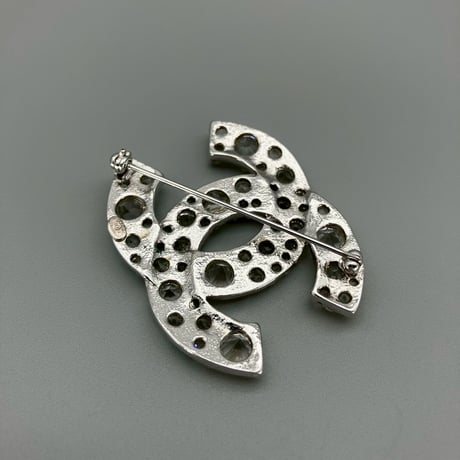 CHANEL (シャネル) ヴィンテージ ココマーク ラインストーン ブローチ