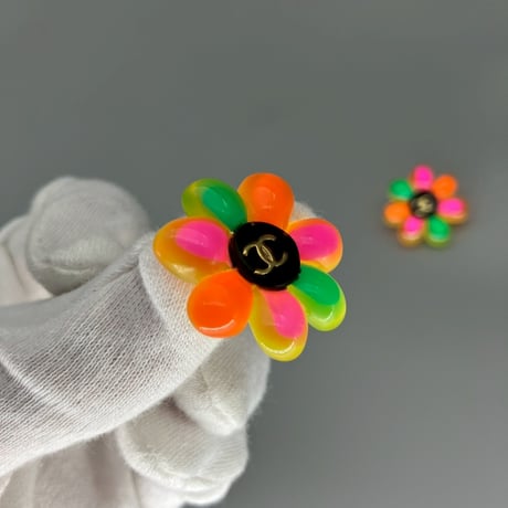 CHANEL (シャネル) ヴィンテージ フラワー ココマーク マルチカラー イヤリング