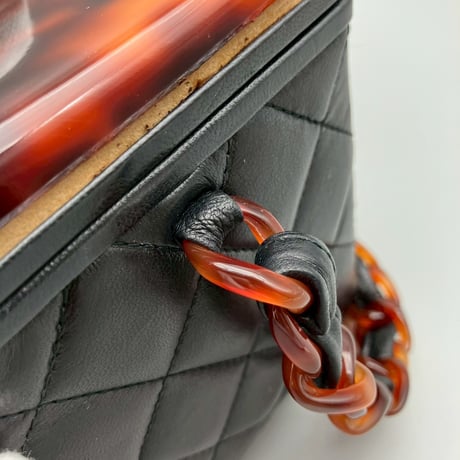 CHANEL (シャネル) ヴィンテージ べっ甲 ココマーク ラムスキン ハンドバッグ バニティ