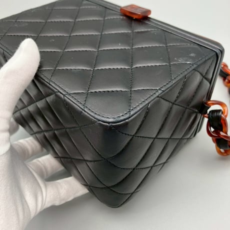 CHANEL (シャネル) ヴィンテージ べっ甲 ココマーク ラムスキン ハンドバッグ バニティ