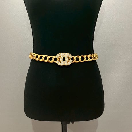 CHANEL (シャネル) ヴィンテージ デカココ ココマーク ラインストーン チェーンベルト