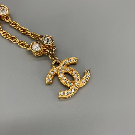 CHANEL (シャネル) ヴィンテージ ココマーク ラインストーン ネックレス