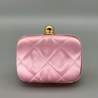 CHANEL (シャネル) ヴィンテージ サテン マトラッセ ピンク ミニポーチ ハンドバッグ