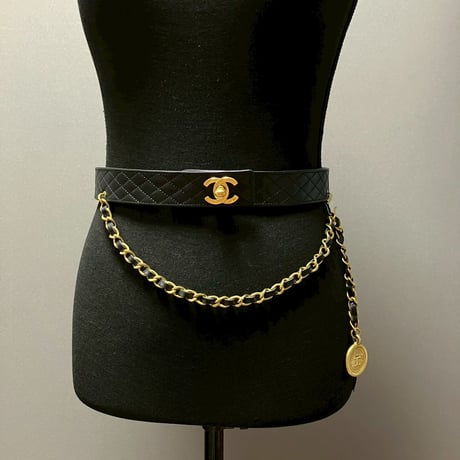 CHANEL (シャネル) ヴィンテージ マトラッセ ココマーク ターンロック チェーン ベルト