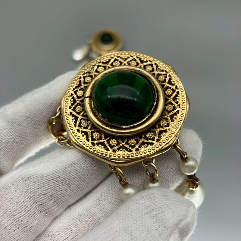 CHANEL (シャネル) ヴィンテージ カラーストーン グリポア パール