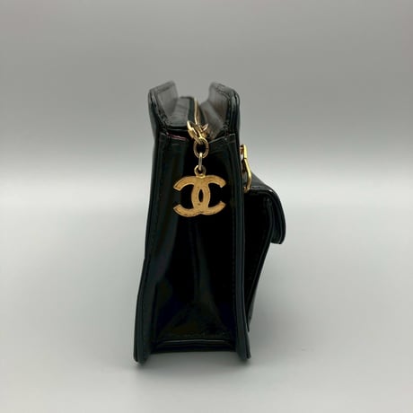 CHANEL (シャネル) ヴィンテージ ターンロック ココマーク レザー クラッチバッグ ハンドバッグ