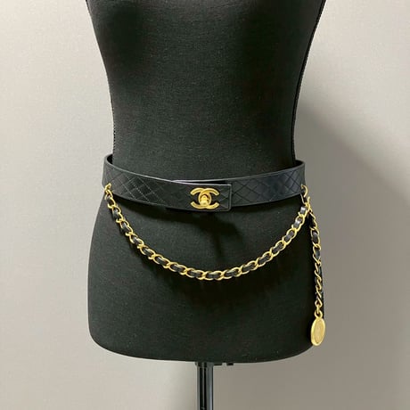 CHANEL (シャネル) ヴィンテージ マトラッセ ココマーク ターンロック チェーン ベルト