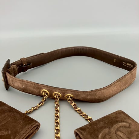 CHANEL (シャネル) ヴィンテージ スエード マルチポーチ ココマーク ベルト