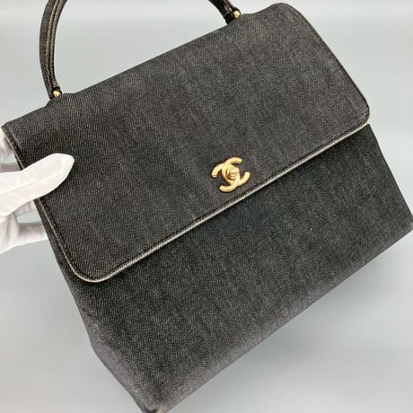 CHANEL (シャネル) ヴィンテージ デニム ターンロック ココマーク ケリー ハンドバッグ