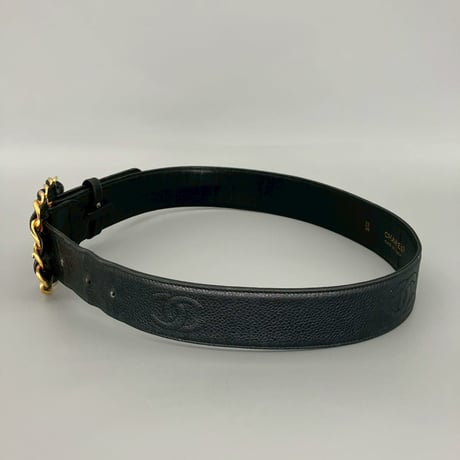 CHANEL (シャネル) ヴィンテージ キャビアスキン ココマーク ベルト