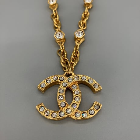 CHANEL (シャネル) ヴィンテージ ココマーク ラインストーン ネックレス