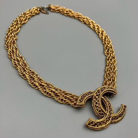 CHANEL (シャネル) ヴィンテージ デカココ ココマーク 3連チェーン ネックレス