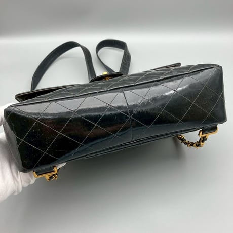 CHANEL (シャネル) ヴィンテージ ココマーク マトラッセ ターンロック パテントレザー エナメル リュックサック バックパック