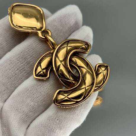 CHANEL (シャネル) ヴィンテージ マトラッセ ココマーク デカココ スイング イヤリング