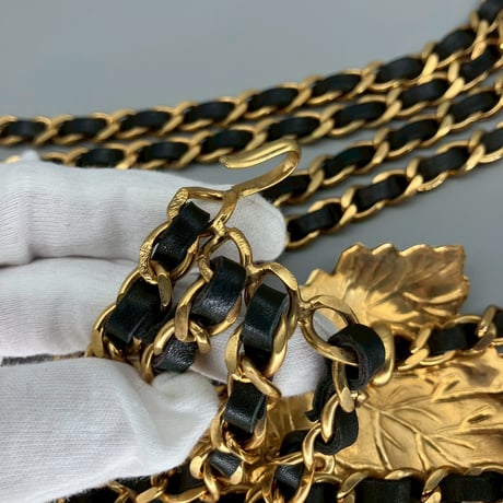 CHANEL (シャネル) ヴィンテージ リーフ 超大振り チェーンベルト