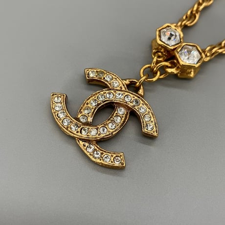 CHANEL (シャネル) ヴィンテージ ココマーク ラインストーン ネックレス