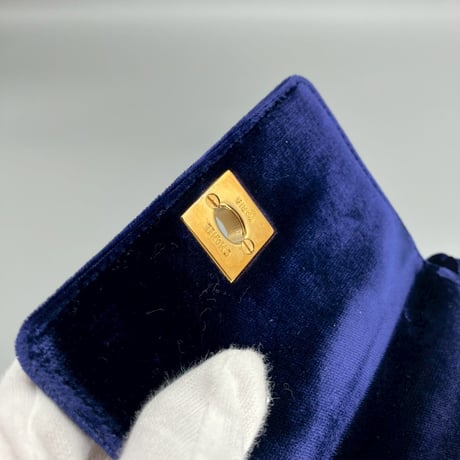 CHANEL (シャネル) ヴィンテージ ベロア ベルベット ツイスト ターンロック ココマーク ハンドバッグ