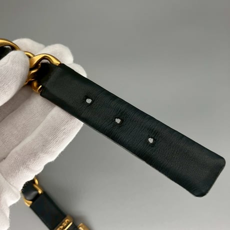 CHANEL (シャネル) ヴィンテージ ロゴ レザー チェーン ベルト