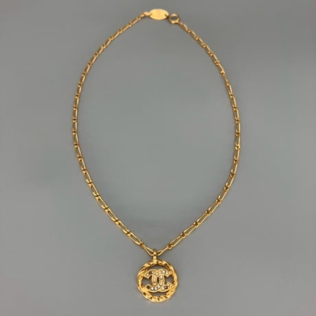 CHANEL (シャネル) ヴィンテージ ココマーク ラインストーン ネックレス