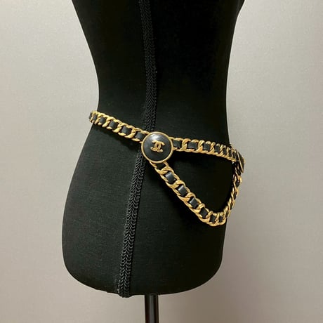CHANEL (シャネル) ヴィンテージ ココマーク レザー チェーンベルト