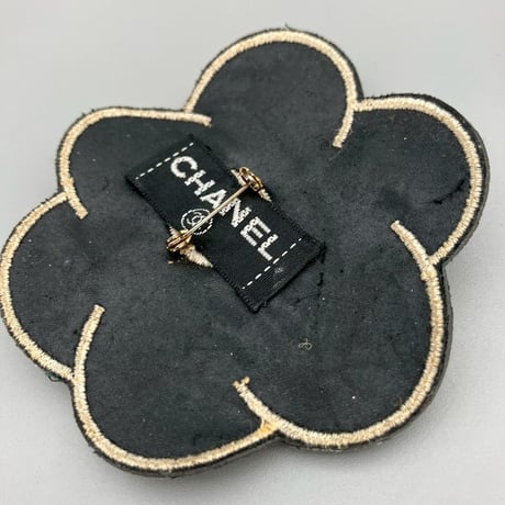CHANEL (シャネル) ヴィンテージ ココマーク カメリア ブラック ブローチ