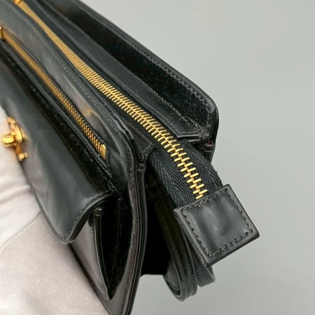 CHANEL (シャネル) ヴィンテージ ターンロック ココマーク レザー クラッチバッグ ハンドバッグ