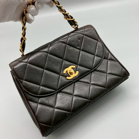CHANEL (シャネル) ヴィンテージ マトラッセ ラムスキン ターンロック ココマーク ハンドバッグ