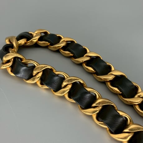 CHANEL (シャネル) ヴィンテージ ロゴ レザー チェーン ベルト