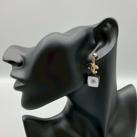 CHANEL (シャネル) ヴィンテージ ココマーク ラインストーン ミラー ピアス