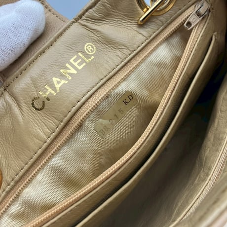CHANEL (シャネル) ヴィンテージ マトラッセ ココマーク プッシュロック ベージュ ミニショルダーバッグ