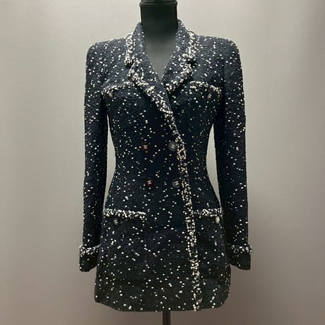 CHANEL (シャネル) ヴィンテージ ツイード 粉雪 ココボタン ジャケット