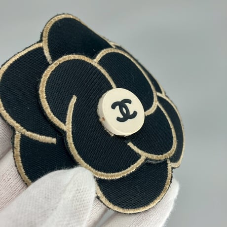 CHANEL (シャネル) ヴィンテージ ココマーク カメリア ブラック ブローチ