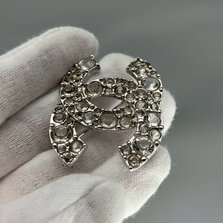 CHANEL (シャネル) ヴィンテージ ココマーク ラインストーン ブローチ