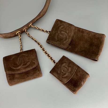 CHANEL (シャネル) ヴィンテージ スエード マルチポーチ ココマーク ベルト