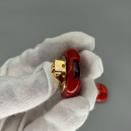 CHANEL (シャネル) ヴィンテージ カラーストーン グリポア ココマーク ラウンド イヤリング