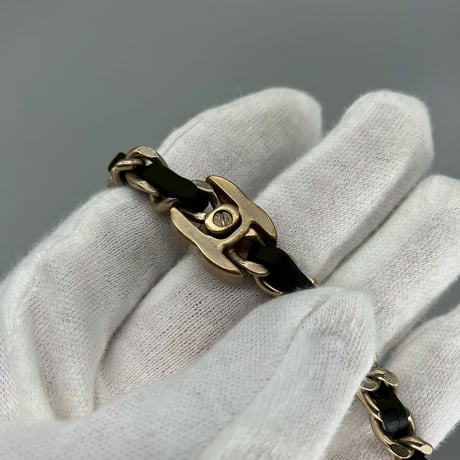 CHANEL (シャネル) ヴィンテージ ココマーク ターンロック レザー ネックレス チョーカー