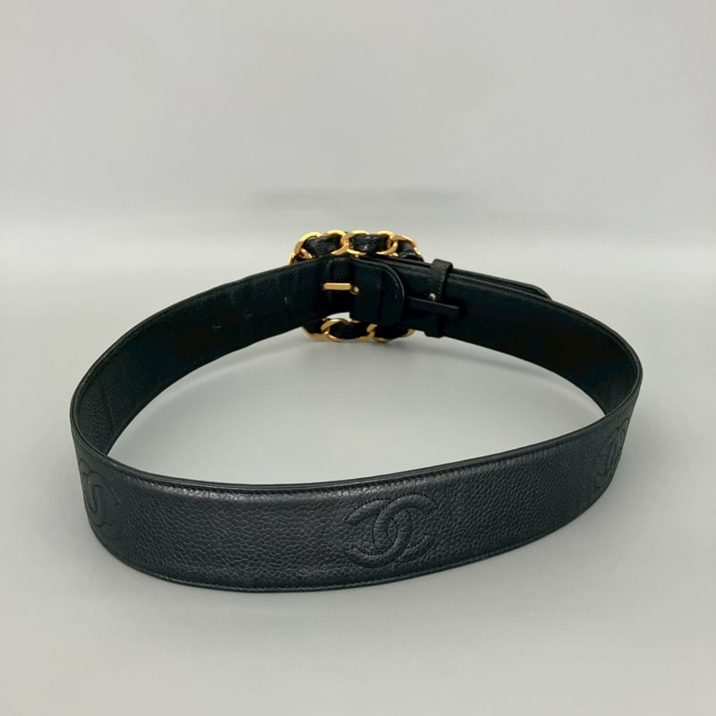 CHANEL (シャネル) ヴィンテージ キャビアスキン ココマーク ベルト