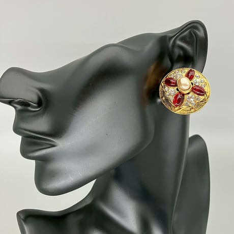 CHANEL (シャネル) ヴィンテージ グリポア カラーストーン ラインストーン パール イヤリング