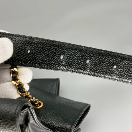 CHANEL (シャネル) ヴィンテージ キャビアスキン マルチポーチ ココマーク ベルト
