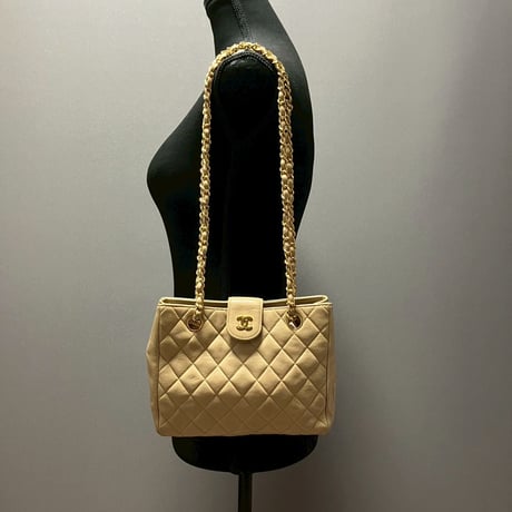 CHANEL (シャネル) ヴィンテージ マトラッセ ココマーク プッシュロック ベージュ ミニショルダーバッグ
