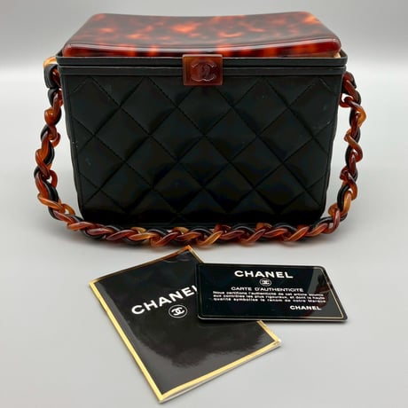CHANEL (シャネル) ヴィンテージ べっ甲 ココマーク ラムスキン ハンドバッグ バニティ