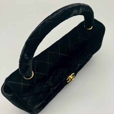CHANEL (シャネル) ヴィンテージ ベロア ターンロック ココマーク 親子バッグ ハンドバッグ
