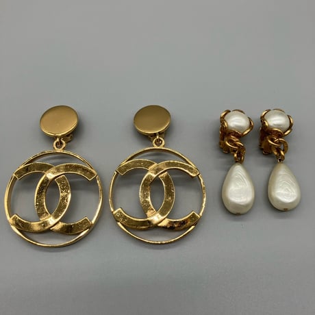 CHANEL (シャネル) ヴィンテージ ココマーク パール イヤリング ネックレス 3点セット