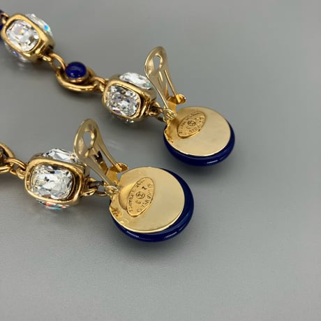 CHANEL (シャネル) ヴィンテージ カラーストーン グリポア ラインストーン スイング イヤリング