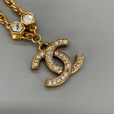 CHANEL (シャネル) ヴィンテージ ココマーク ラインストーン ネックレス