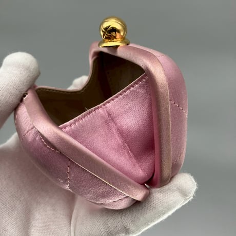 CHANEL (シャネル) ヴィンテージ サテン マトラッセ ピンク ミニポーチ ハンドバッグ