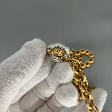CHANEL (シャネル) ヴィンテージ ラインストーン デカココ ココマーク ロングチェーン ネックレス