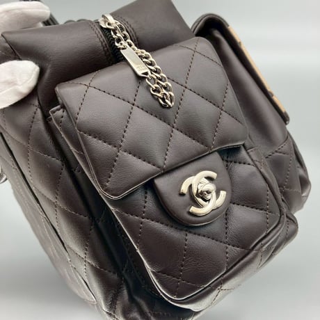 CHANEL (シャネル) ヴィンテージ マトラッセ カンボンライン ココマーク マルチポケット ハンドバッグ