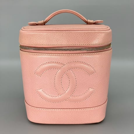 CHANEL (シャネル) ヴィンテージ デカココ ココマーク キャビアスキン ピンク ハンドバッグ バニティ